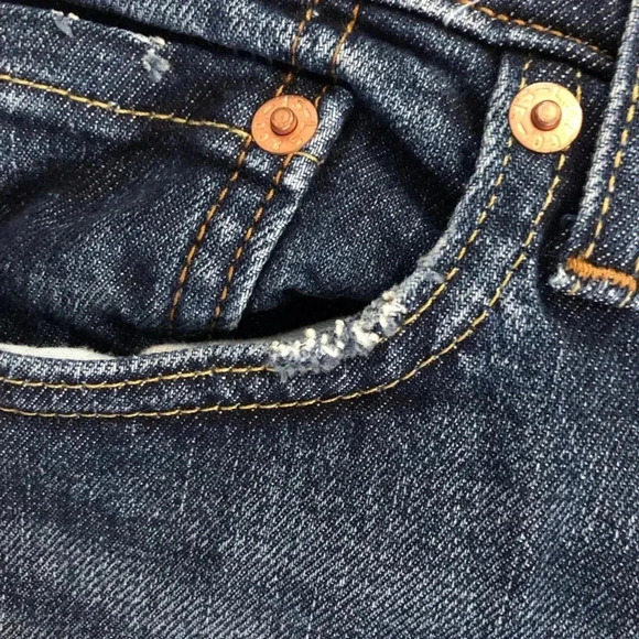 Levi’s 512 Big E Mens 29x30 Slim Tapered Fit Blue Jeans Red Tab Distressed - Picture 4 of 9